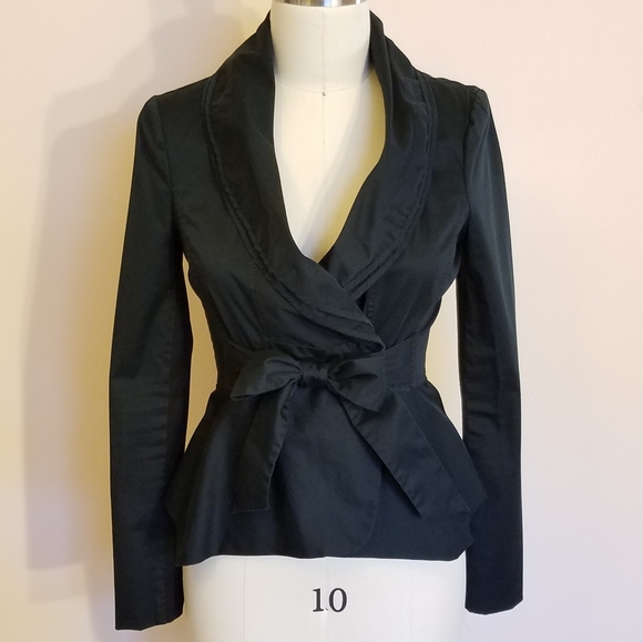 BCBGMaxAzria Jackets & Blazers - BCBG Max Azria black wrap tie-front blazer size S